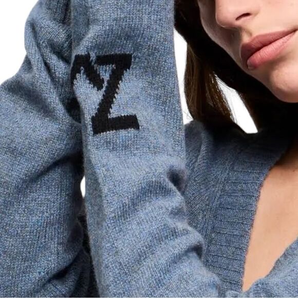 Zadig & Voltaire Women’s Sourca Rc Cashmere Sweater in the Size Large in Denim - Picture 7 of 11